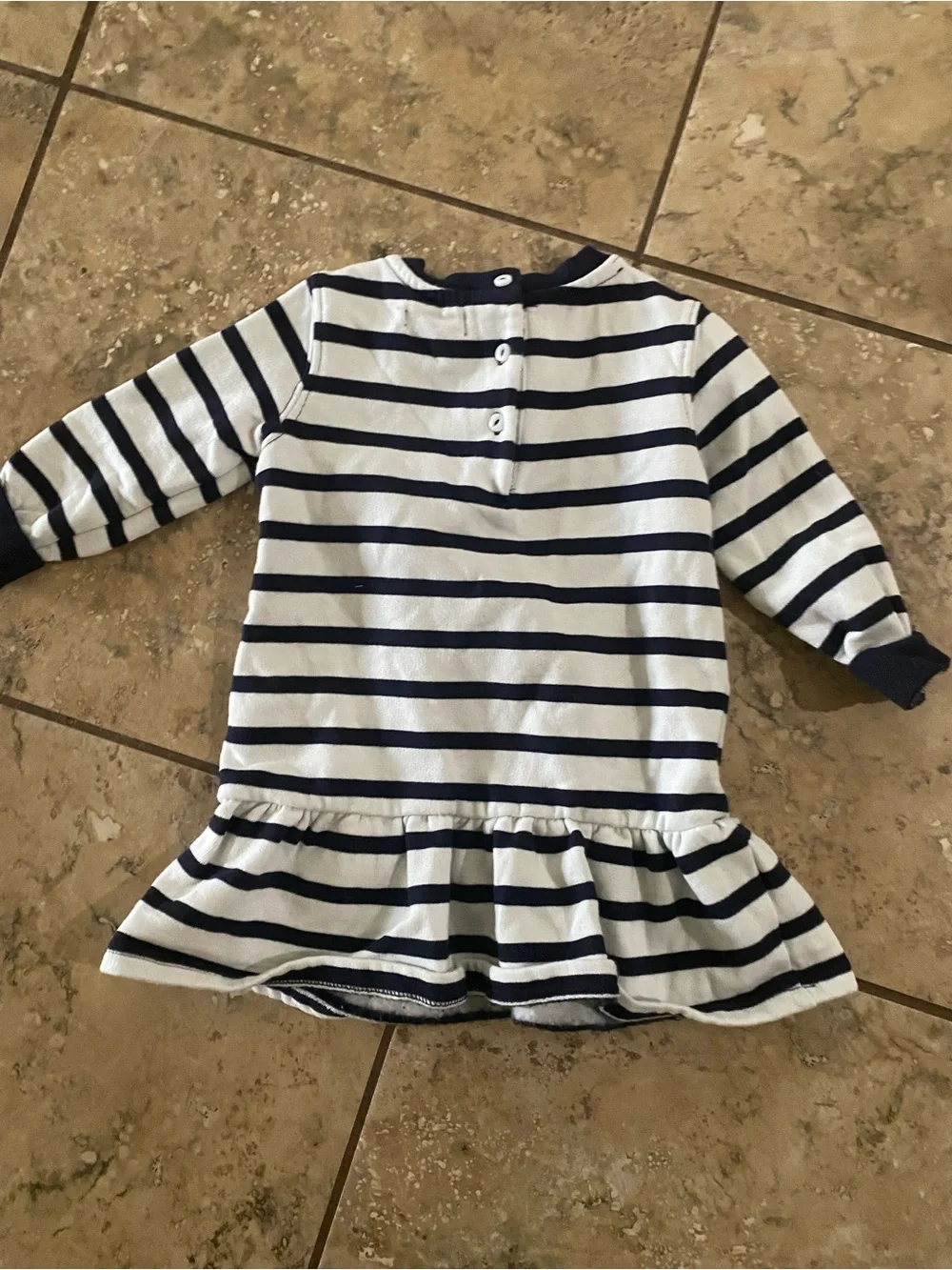 Ralph Lauren Baby Girl Polo Bear Long Sleeve Stripe Drop Waist Dress 12 Months